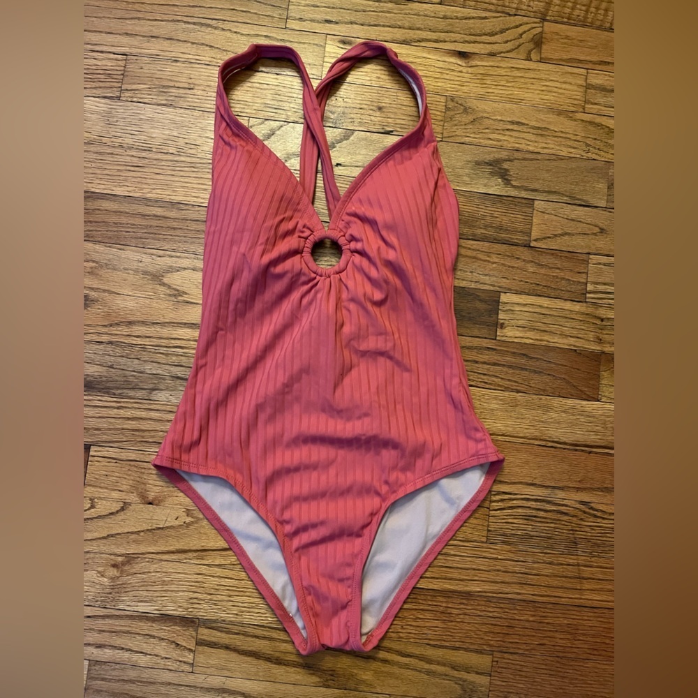 Kona Sol Coral Ribbed Swimsuit